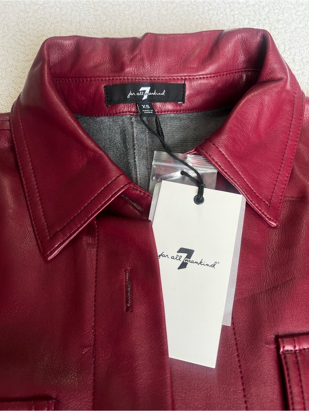 7 For All Mankind Burgundy Leather Top